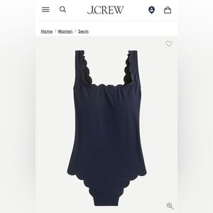 J. Crew Navy Scalloped One-Piece Swin Suit Size 12